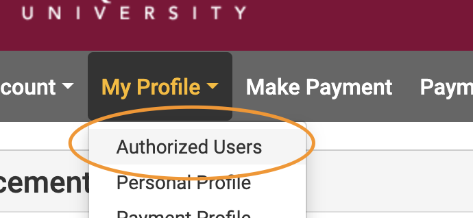 My Profile dropdown, Authorized user menu item