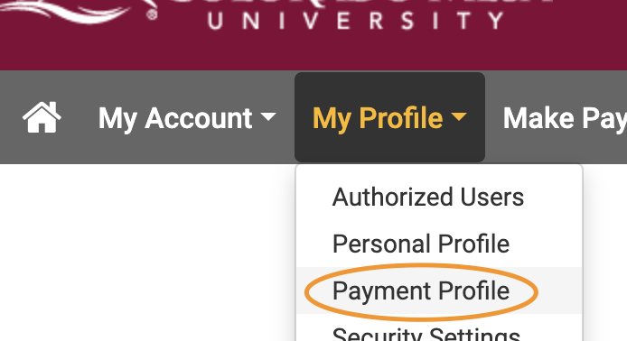 Click "Payment Profile" under the My Profile dropdown